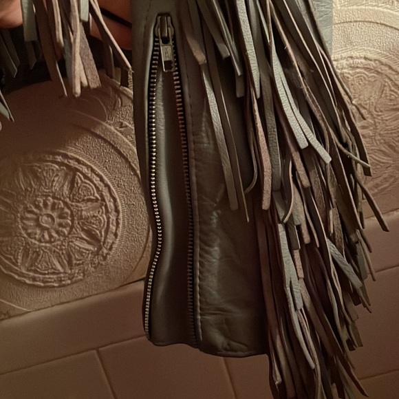 Gypsy  Blue Leather Jacket w/Fringe.Suede and 🐍 Snakeskin Detail on Back⚠️FIRM - Picture 13 of 15